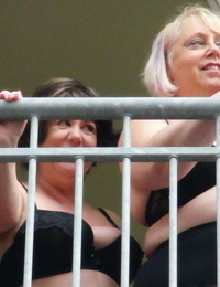 Kinky chubby grannies Auntie Trisha and Lexie Cummings enjoy an IR gangbang