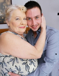 Obese granny undresses her new boy toy for for a pleasing bedroom fuck
